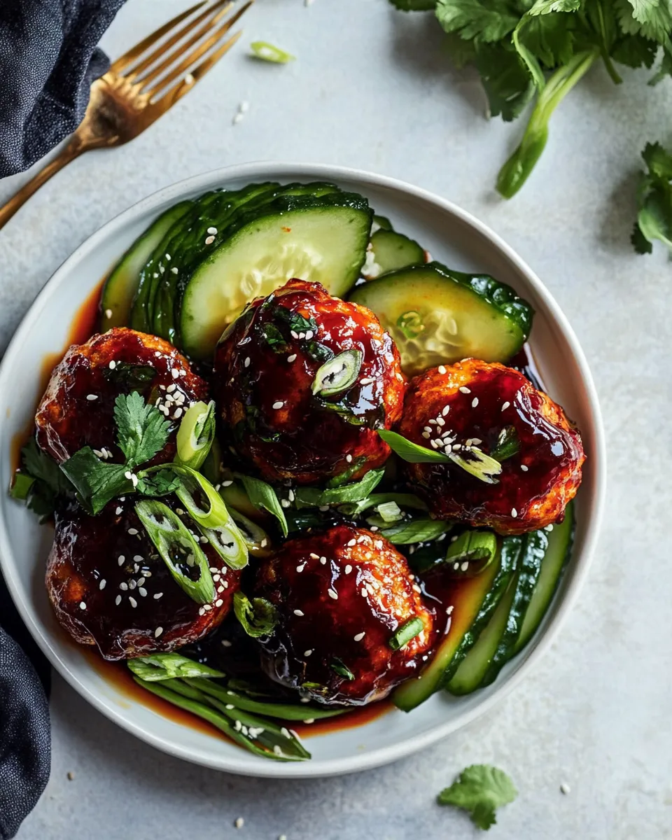 Amazing Sheet Pan Sticky Gochujang Chicken Meatballs. recipe photo