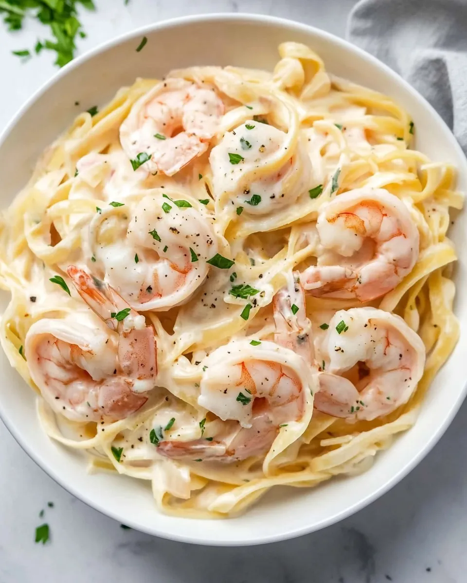 Delicious Shrimp Alfredo shot