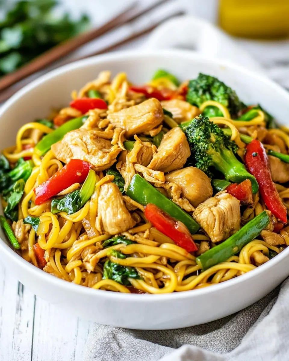 Delicious Simple Chicken Noodle Stir Fry shot