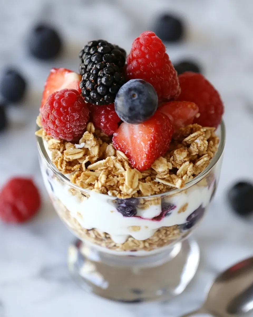 Easy Simple Granola Parfait with Yogurt & Berries picture