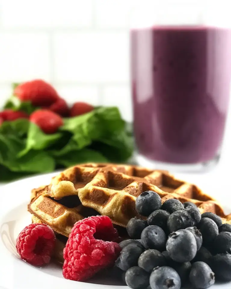 Homemade Skinny Protein Waffles, Peanut Butter Chocolate Chip Cookies, plus my Favorite Berry Green Smoothie photo