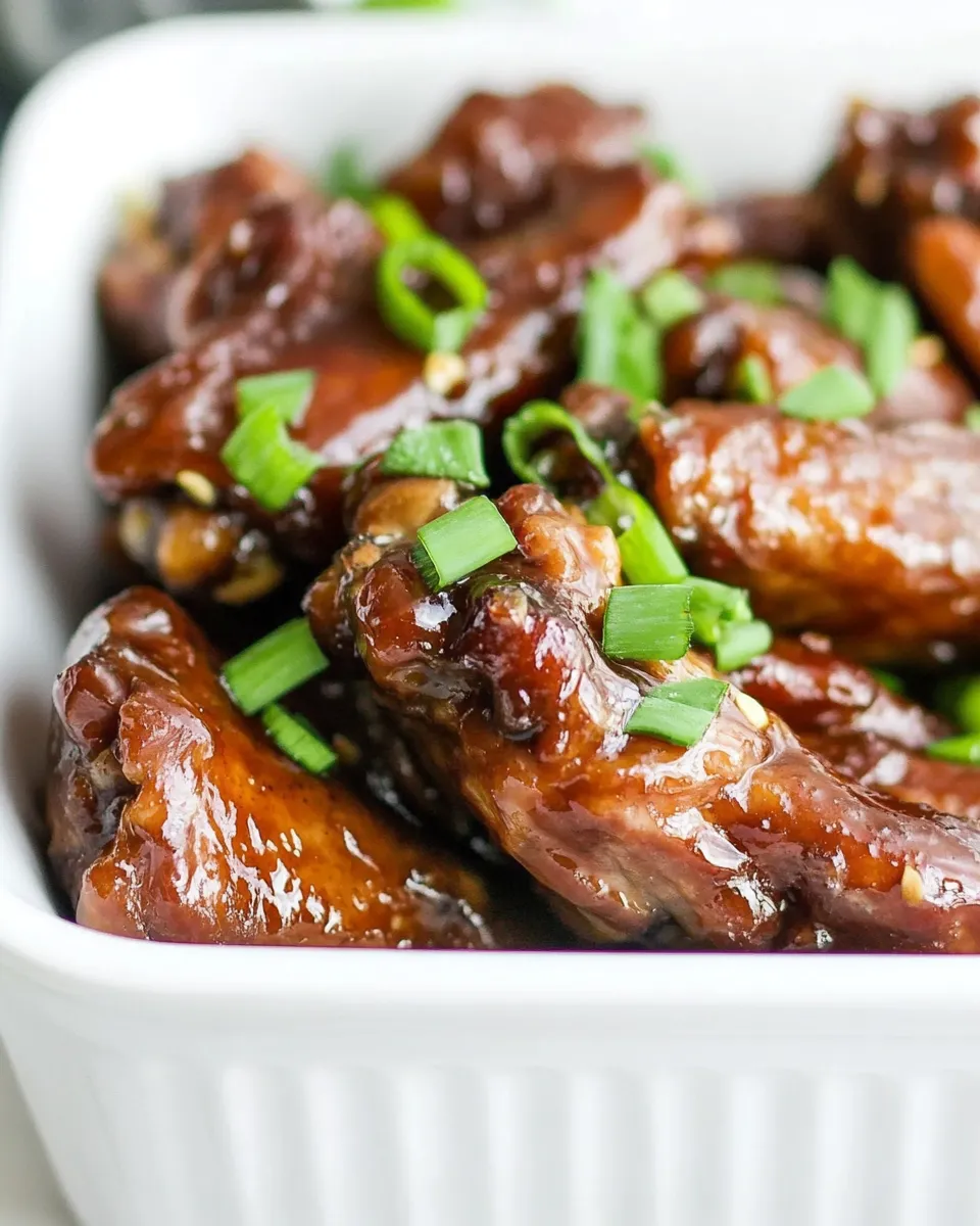Delicious Slow Cooker Honey Garlic Glazed Wings shot