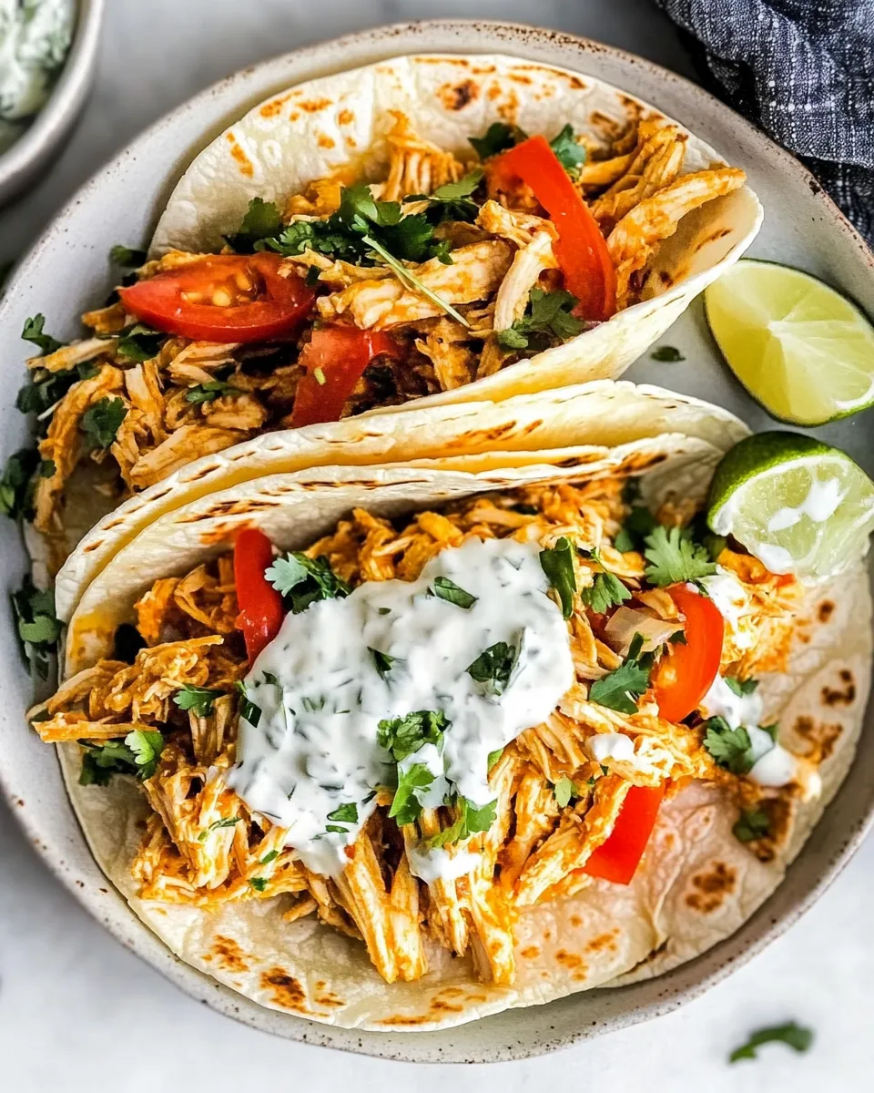 Delicious Slow Cooker Ranch Chicken Tacos shot
