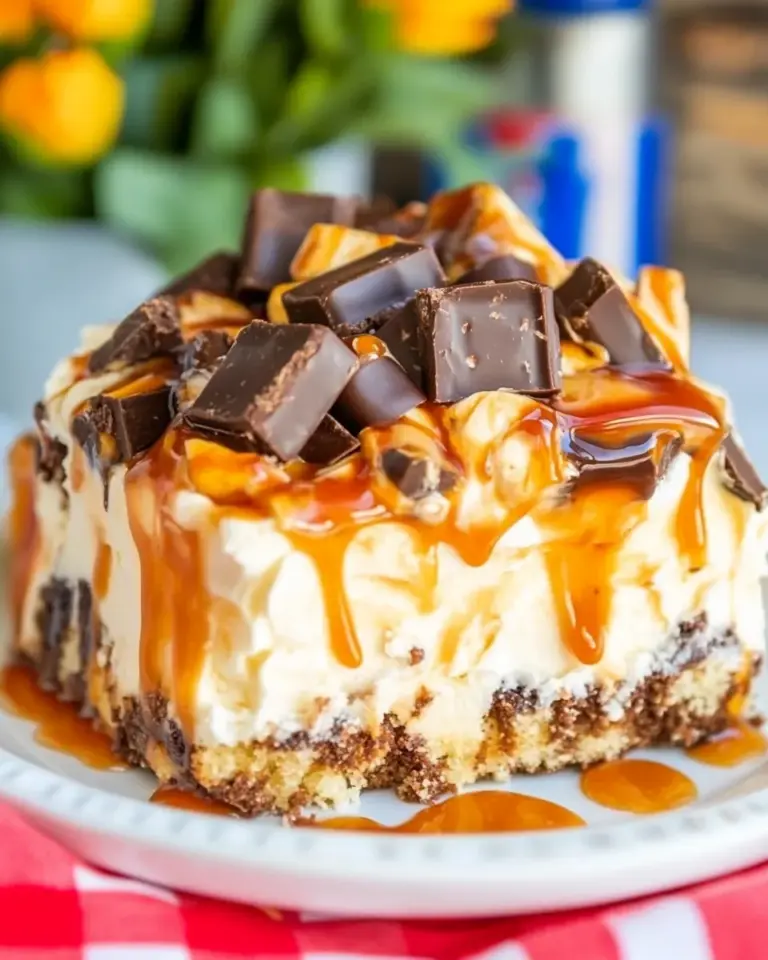 Homemade Snickers Poke Cake photo