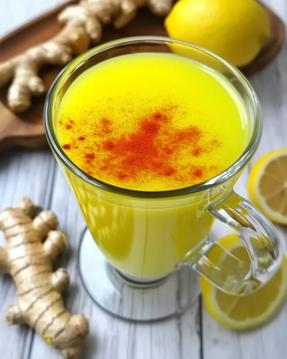 Delicious Soothing Lemon Ginger Turmeric Drink shot