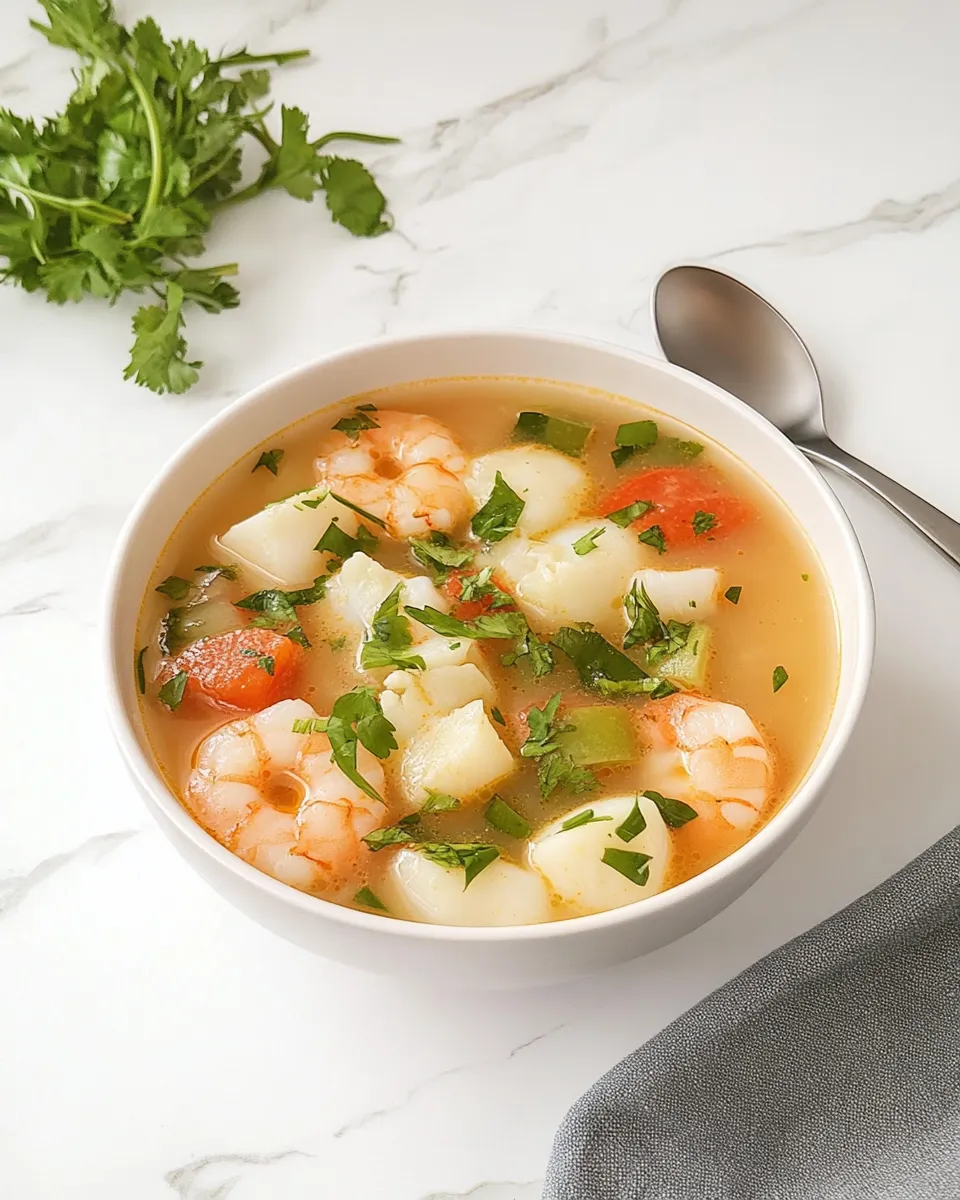 Delicious Sopa De Mariscos shot