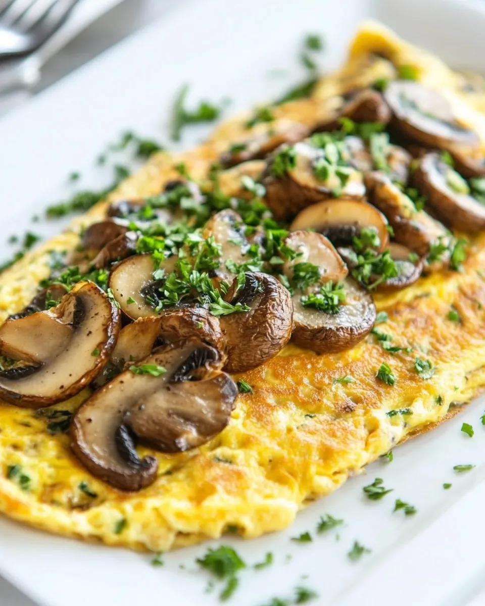 Easy Souffle Omelette with Mushrooms food shot