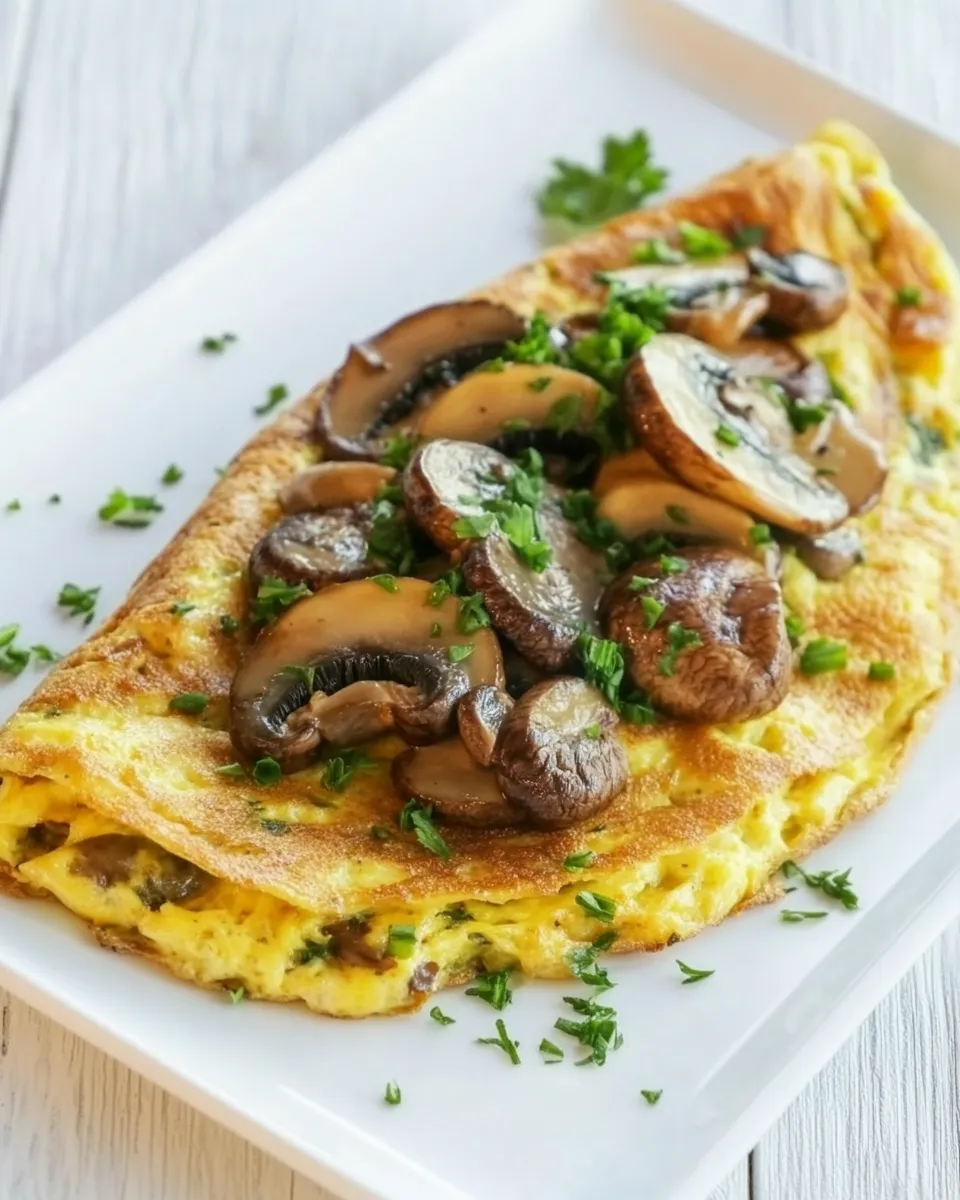 Delicious Souffle Omelette with Mushrooms plate image