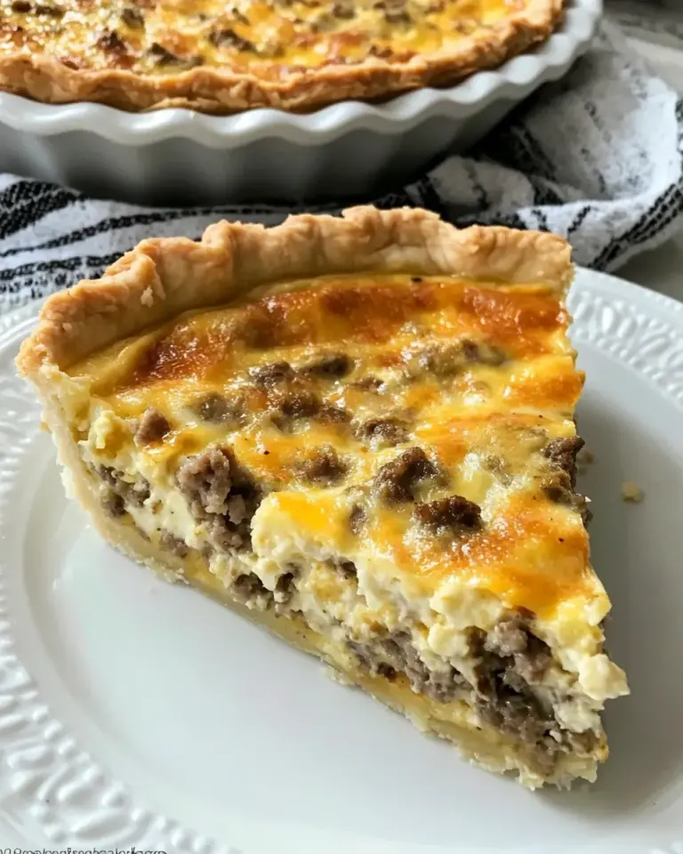 Homemade Southern Sausage Cheddar Quiche Recipe photo