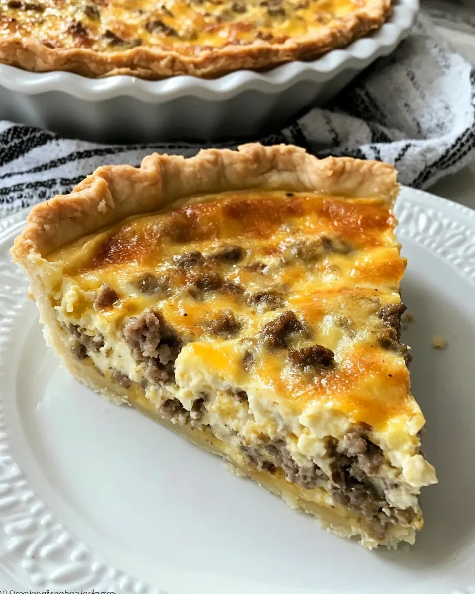 Homemade Southern Sausage Cheddar Quiche Recipe photo