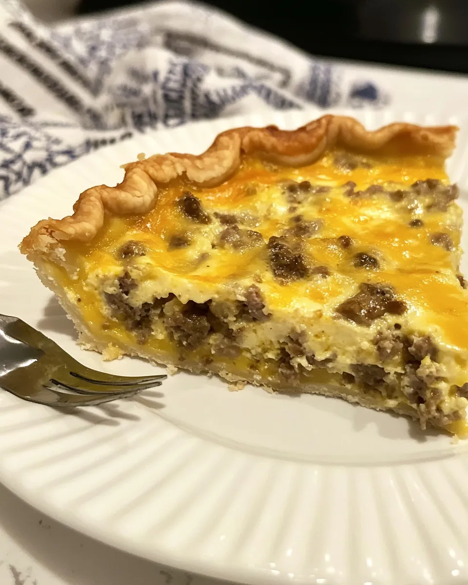 Classic Southern Sausage Cheddar Quiche Recipe image