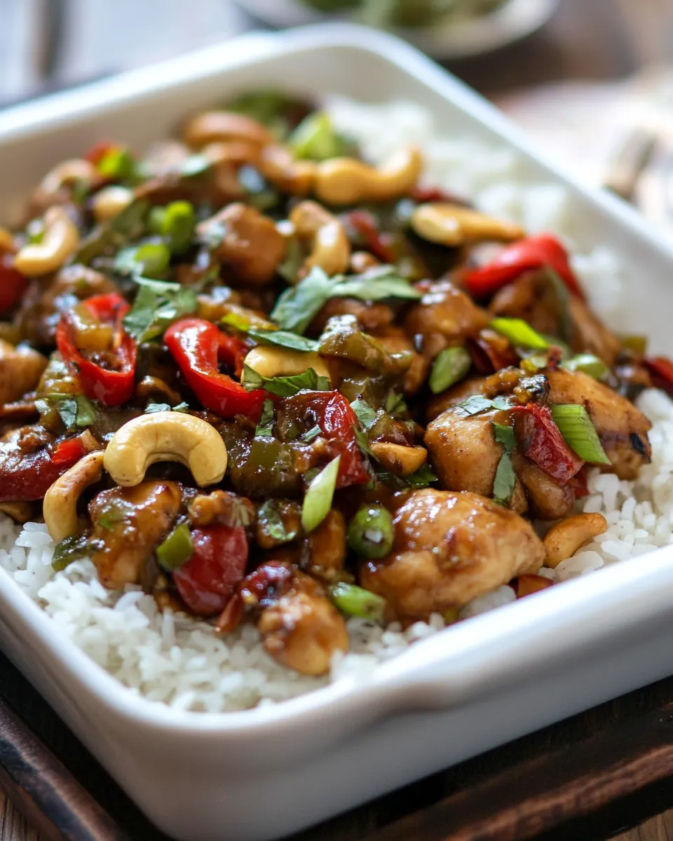 Delicious Spicy Cashew Chicken shot