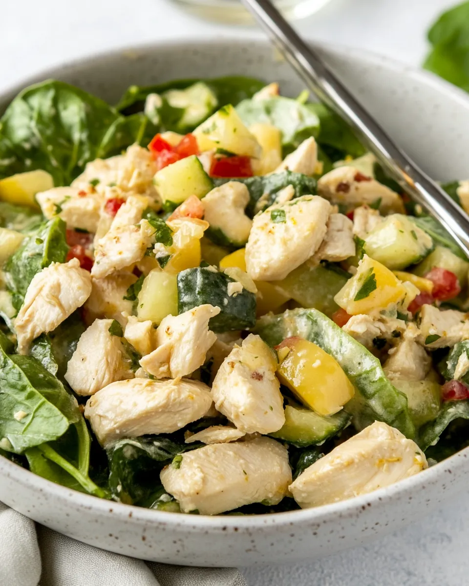 Healthy Spicy Chicken Salad with Ginger and Lemon shot