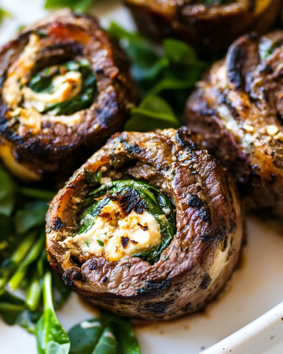 Homemade Spinach Cheese Stuffed Flank Steak Rolls photo