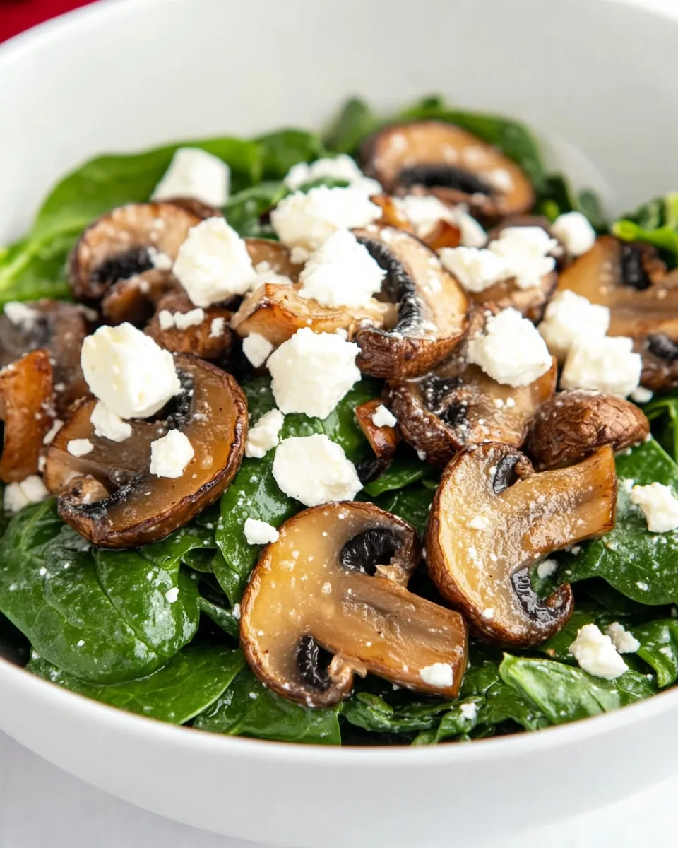 Classic Spinach Salad with Mushrooms and Feta image