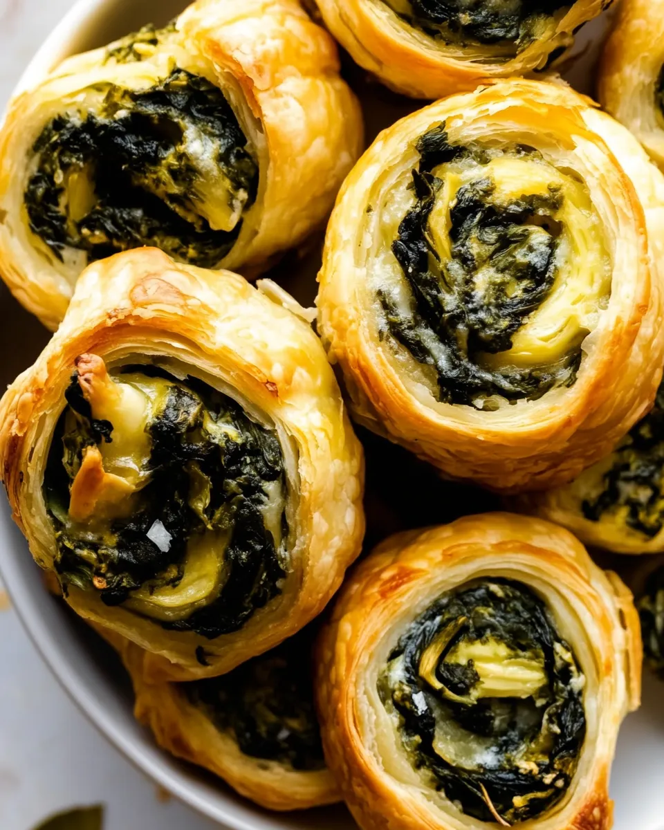 Delicious Spinach & Artichoke Puff Pastry Pinwheels shot