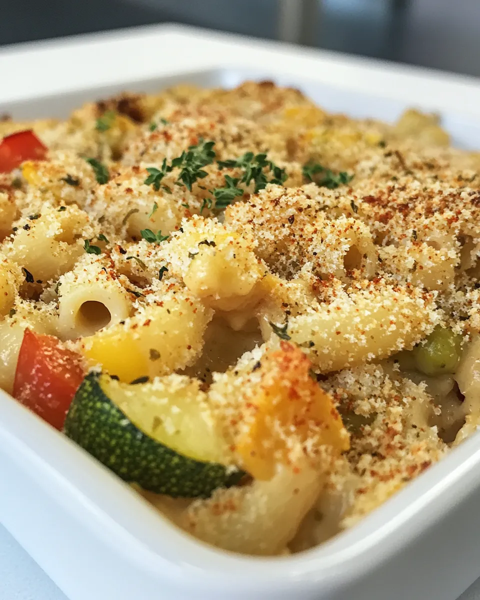 Delicious Sriracha Mac & Cheese Vegetable Bake shot