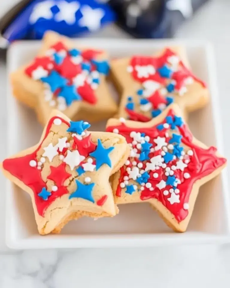 Homemade Star-Shaped Red, White, and Blue Cookies photo