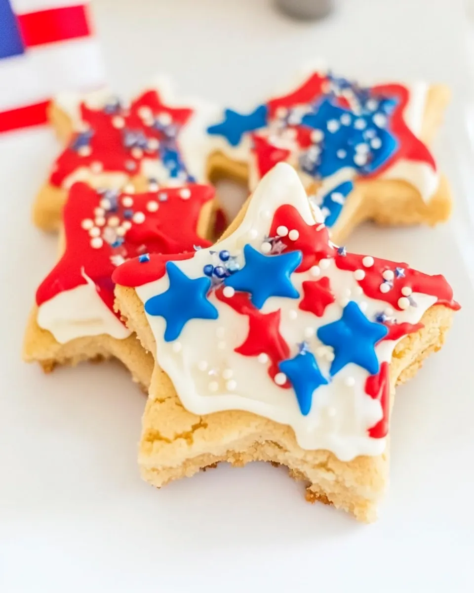 Classic Star-Shaped Red, White, and Blue Cookies image