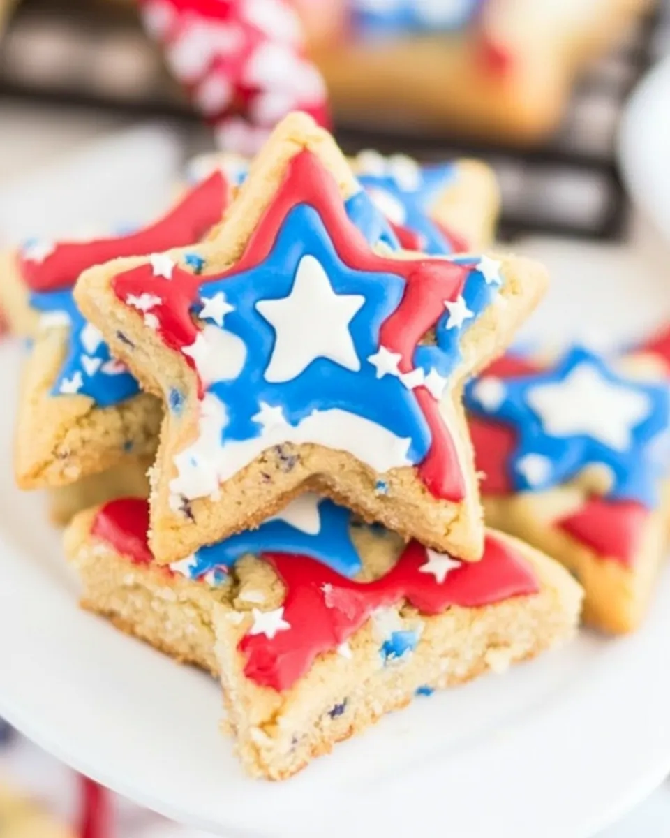 Delicious Star-Shaped Red, White, and Blue Cookies shot