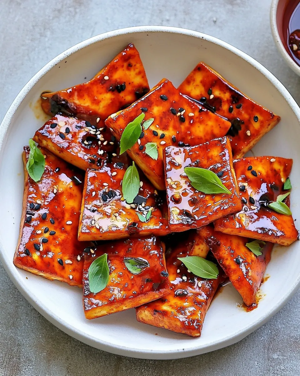 Delicious Sticky Baked Harissa Tofu shot