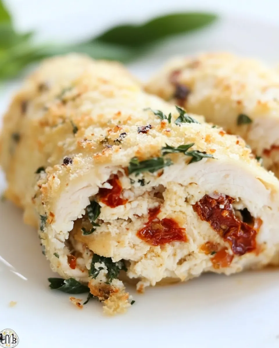Homemade Sun Dried Tomato and Cheese Stuffed Chicken Rollatini photo