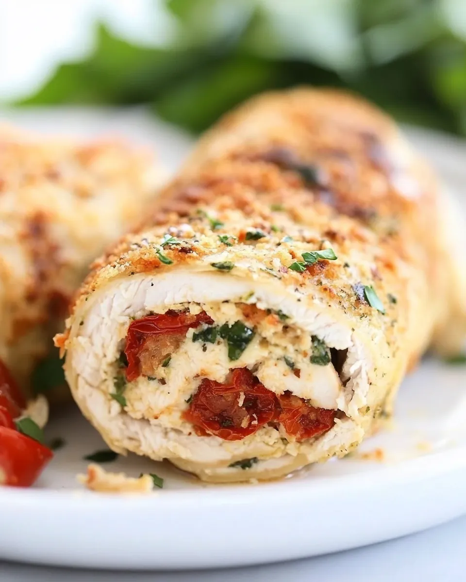 Classic Sun Dried Tomato and Cheese Stuffed Chicken Rollatini image