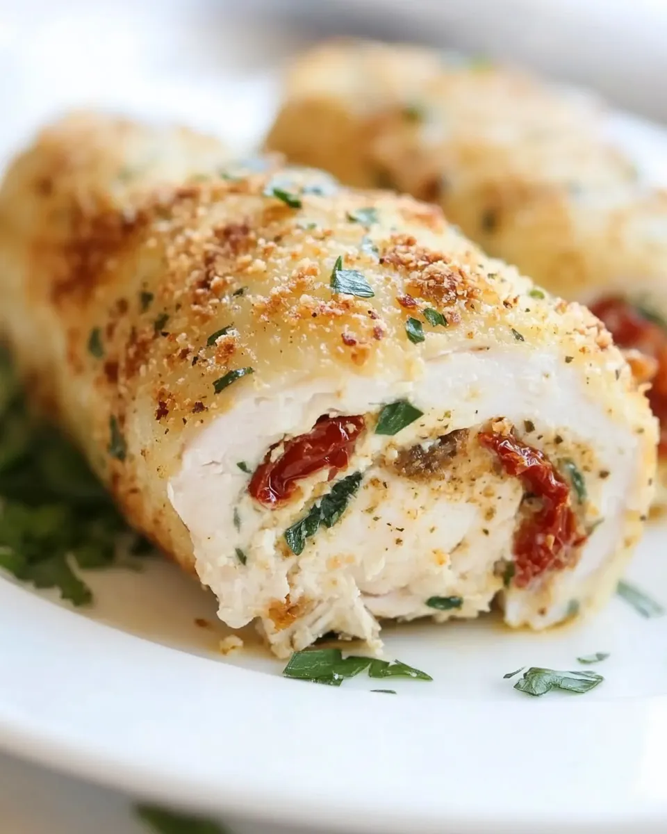Delicious Sun Dried Tomato and Cheese Stuffed Chicken Rollatini shot