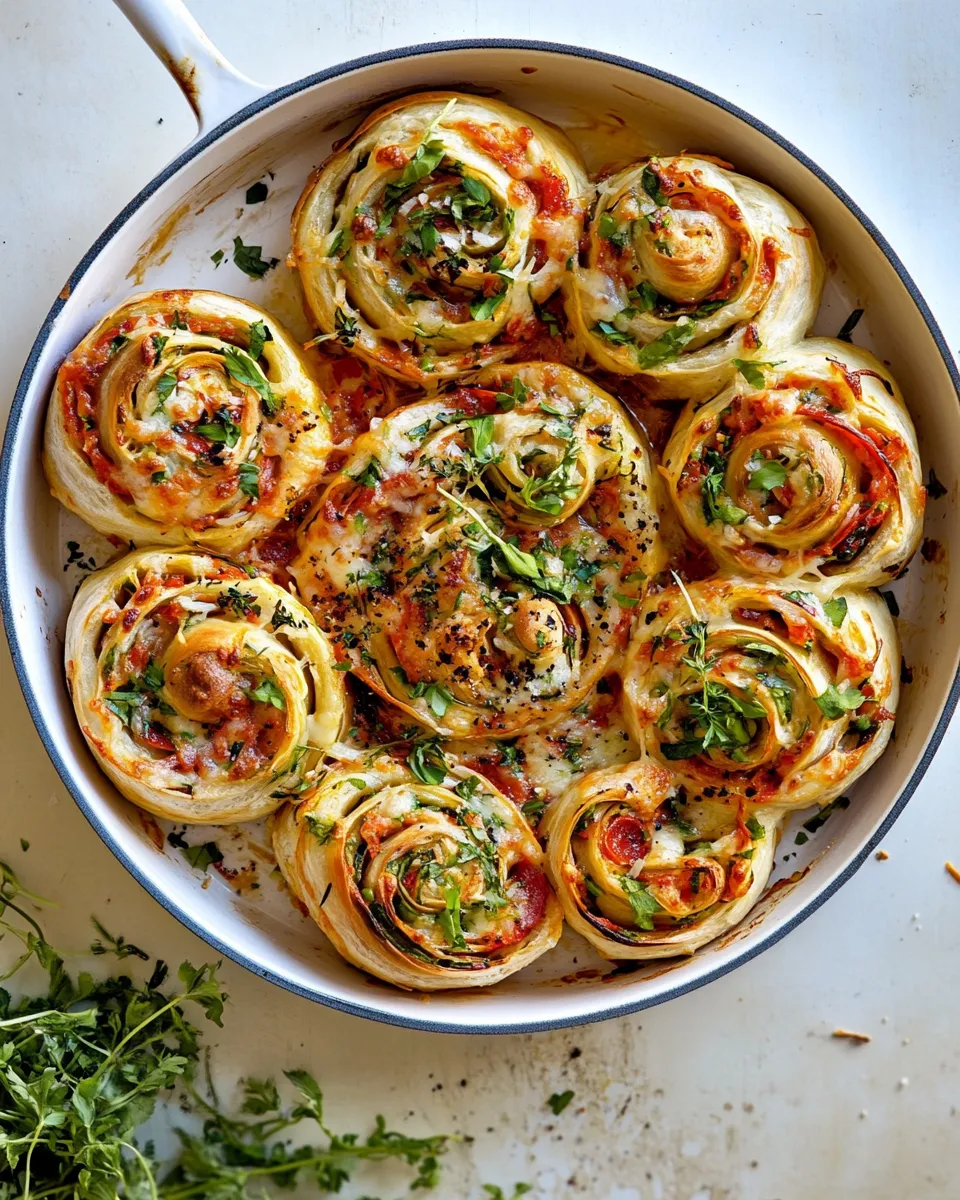 Delicious Supreme Pizza Rolls shot