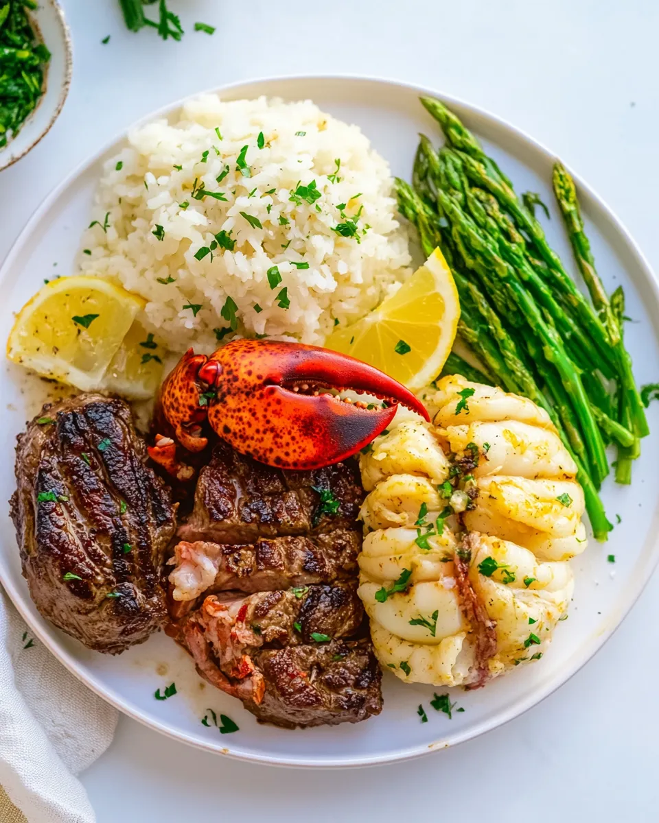 Delicious Surf and Turf (Steak and Lobster) shot