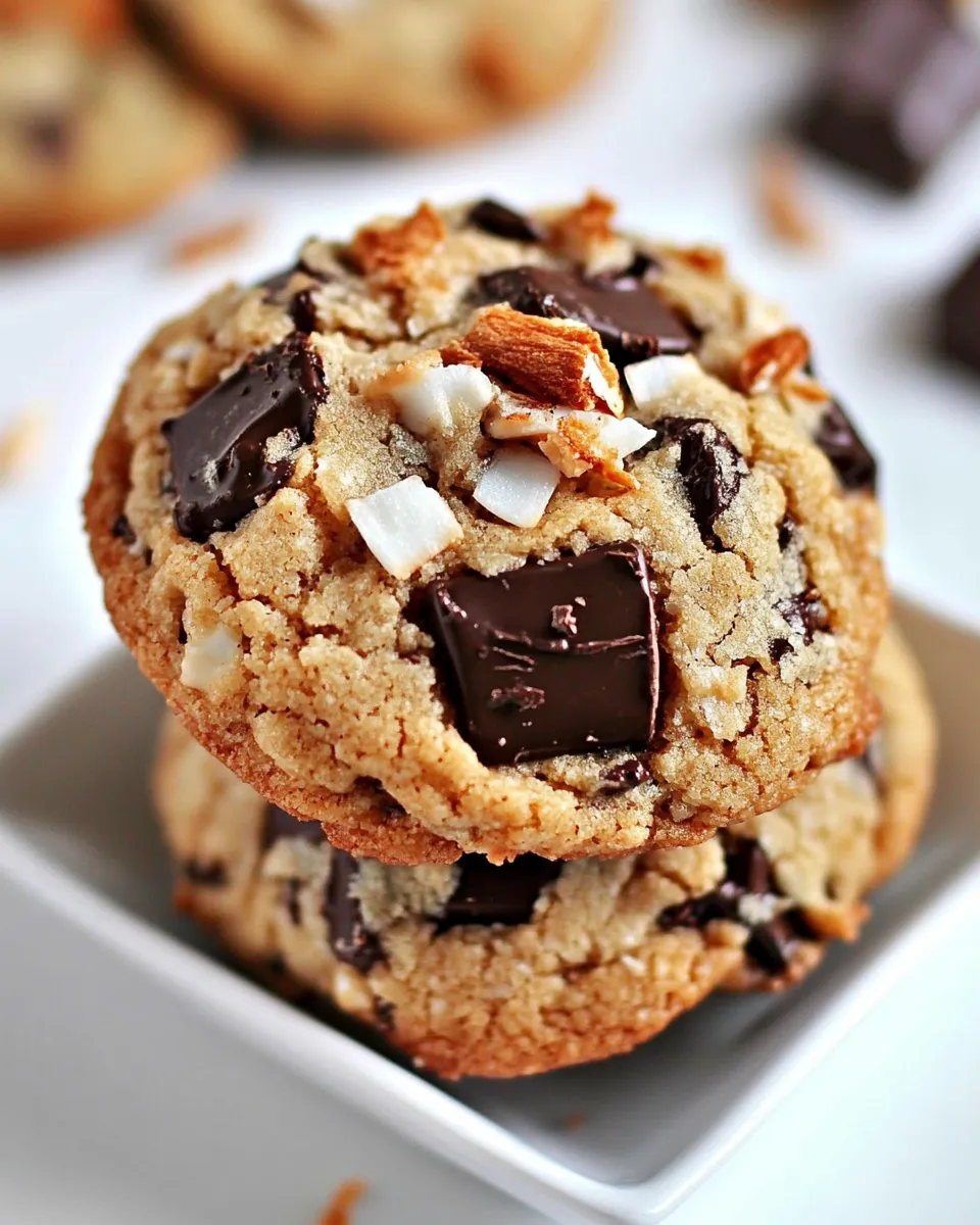 Homemade Toasted Coconut and Dark Chocolate Chunk Cookies photo