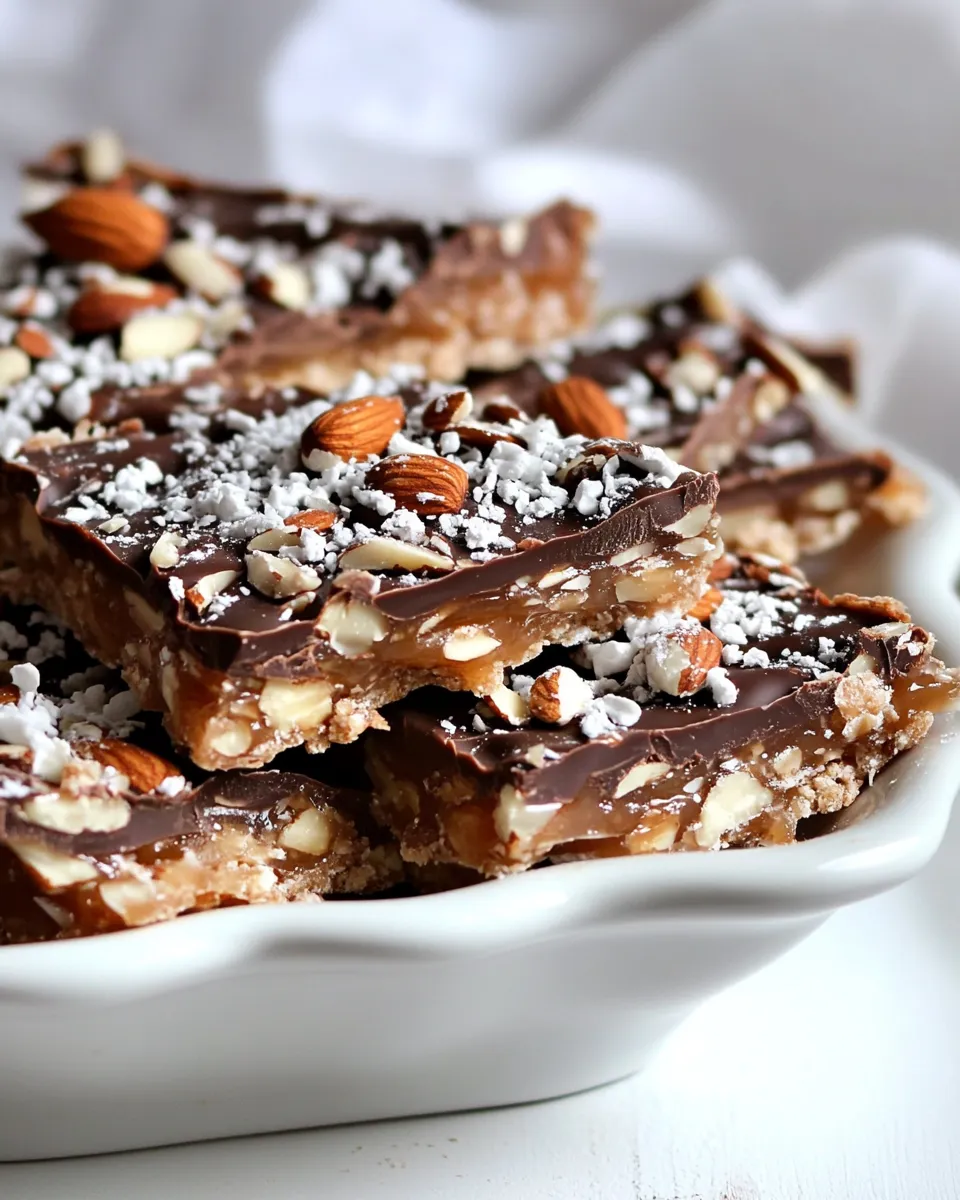 Delicious Toffee with Chocolate, Almonds and Pecans shot
