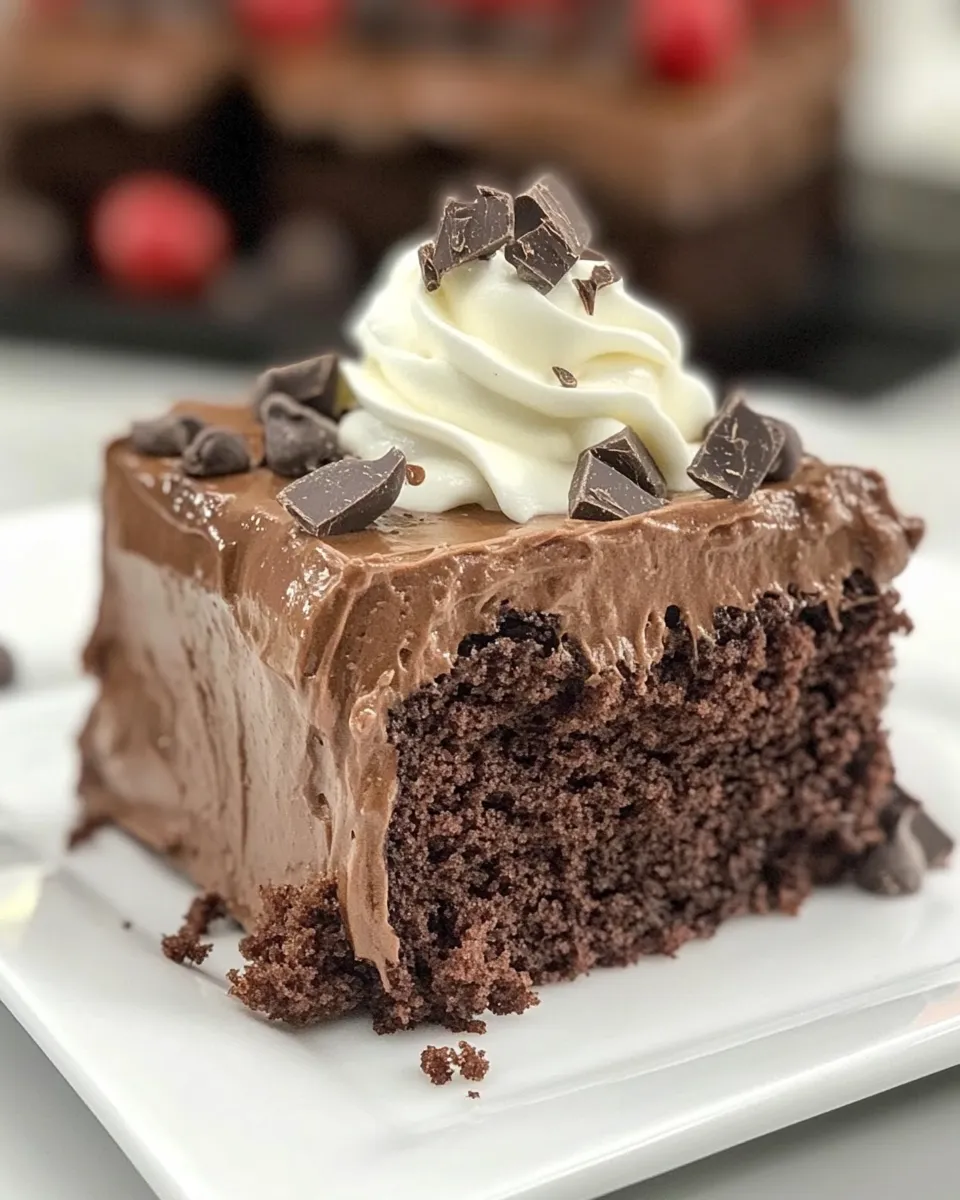 Delicious Triple Chocolate Poke Cake shot