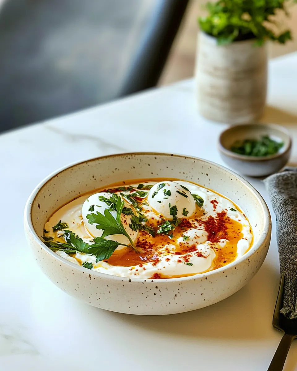 Homemade Turkish Eggs (Cilbir) photo