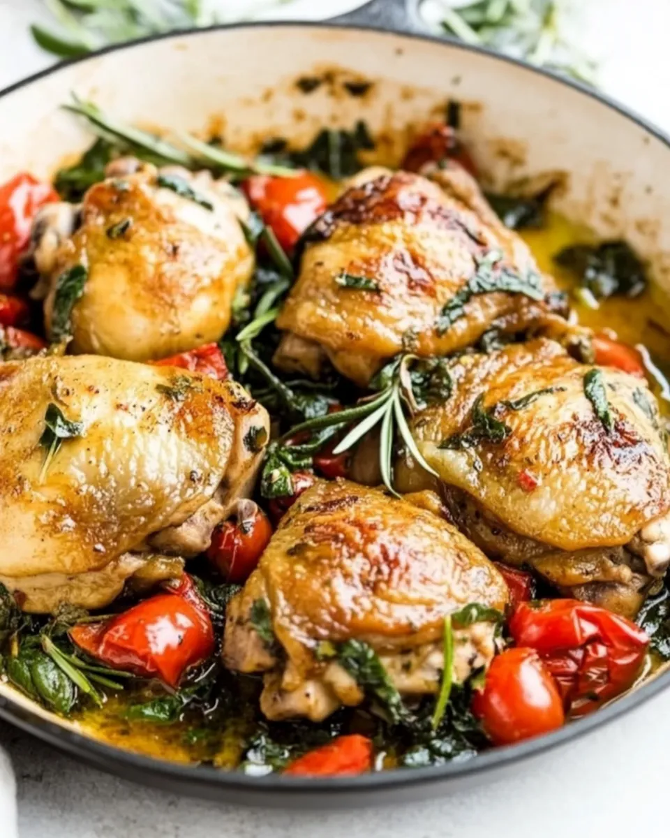 Homemade Tuscan Chicken Thigh Skillet photo