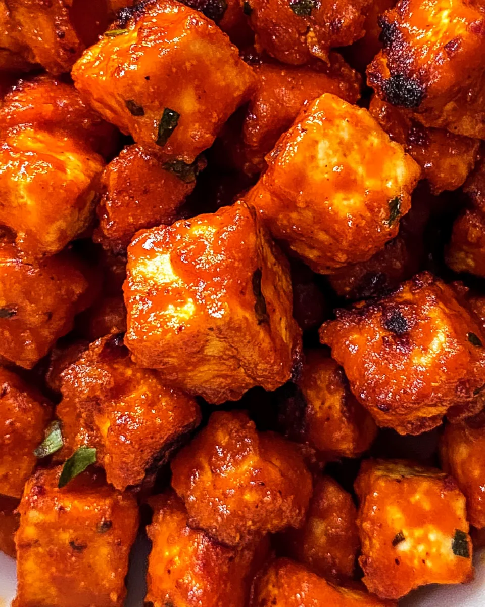 Tasty Vegan Buffalo Tofu Bites shot