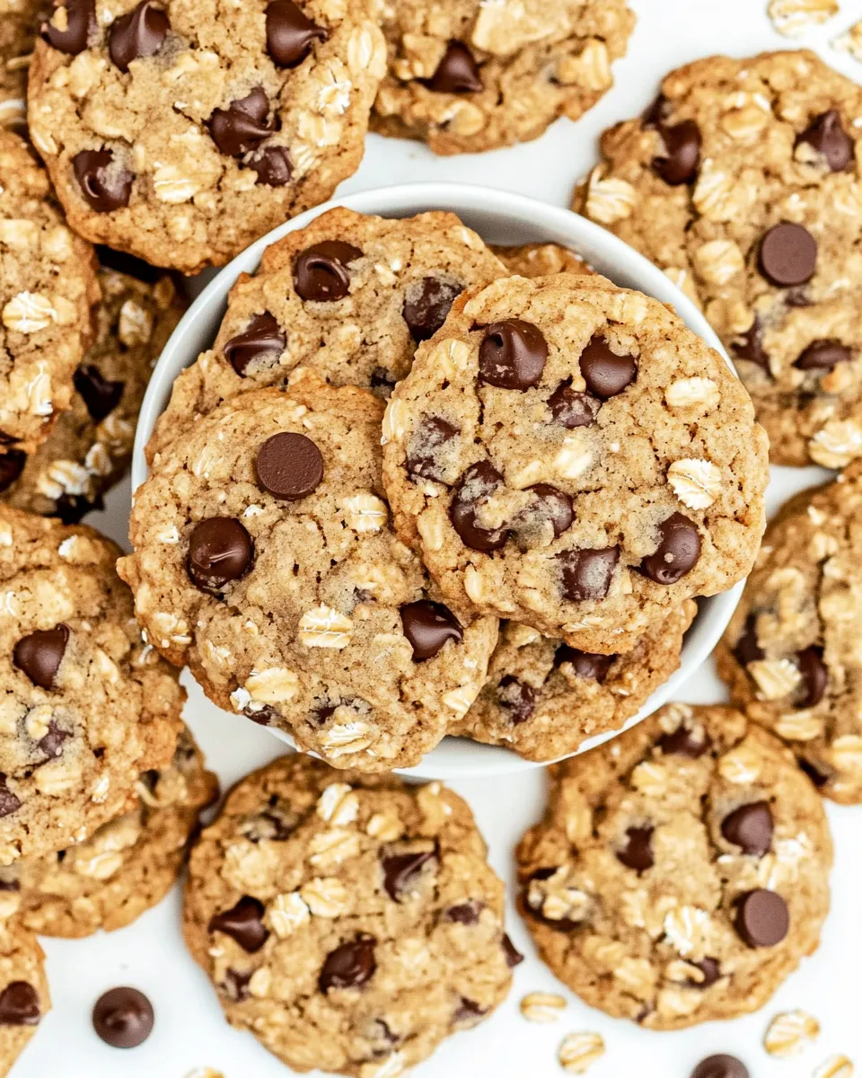 Classic Vegan Oatmeal Chocolate Chip Cookies plate image