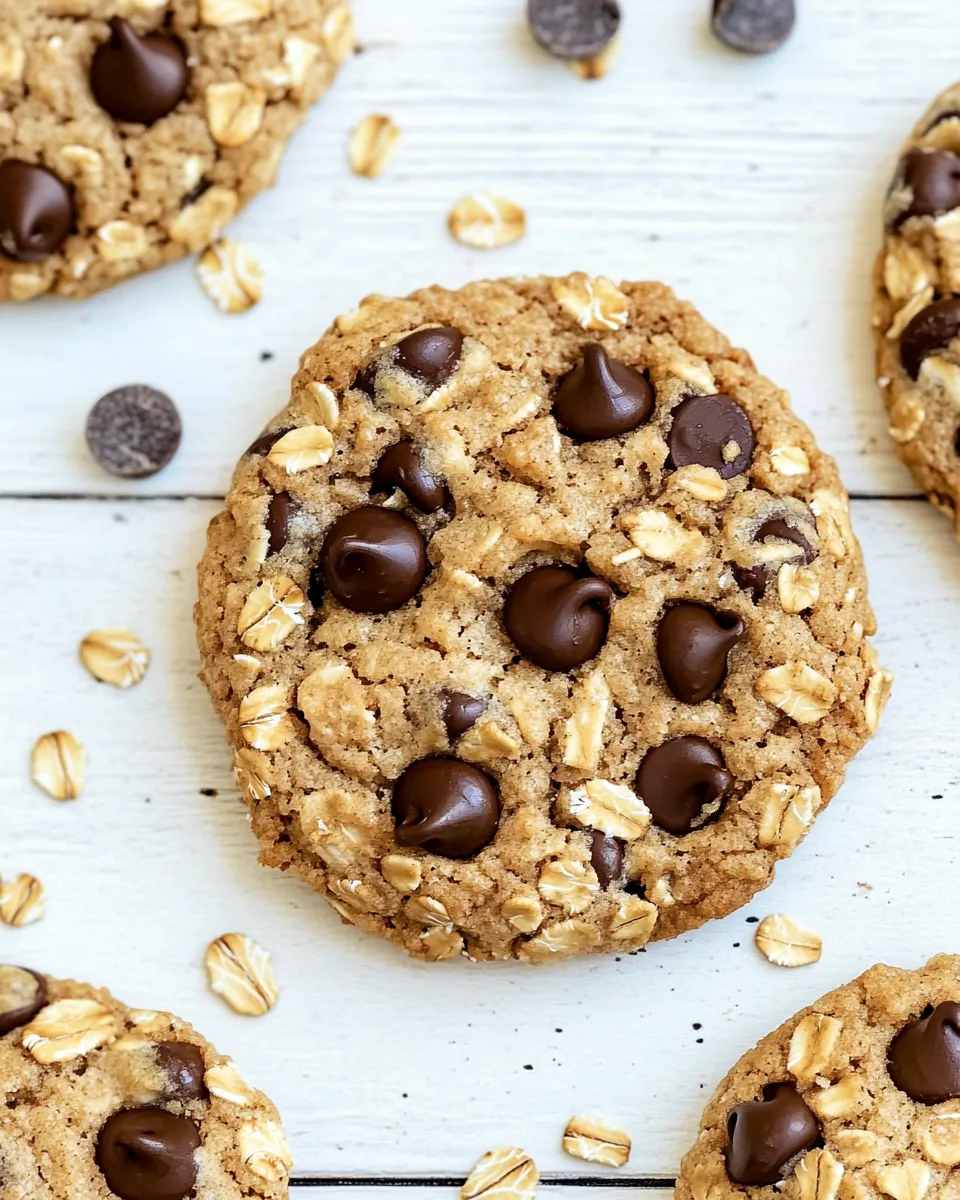 Delicious Vegan Oatmeal Chocolate Chip Cookies food shot