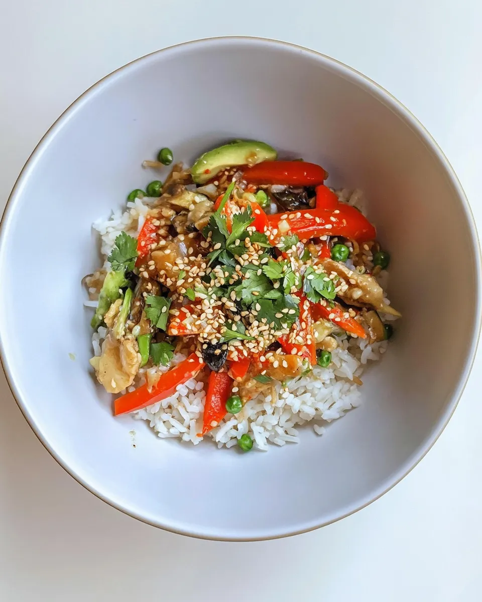 Delicious Veggie Stir Fry With Rice shot