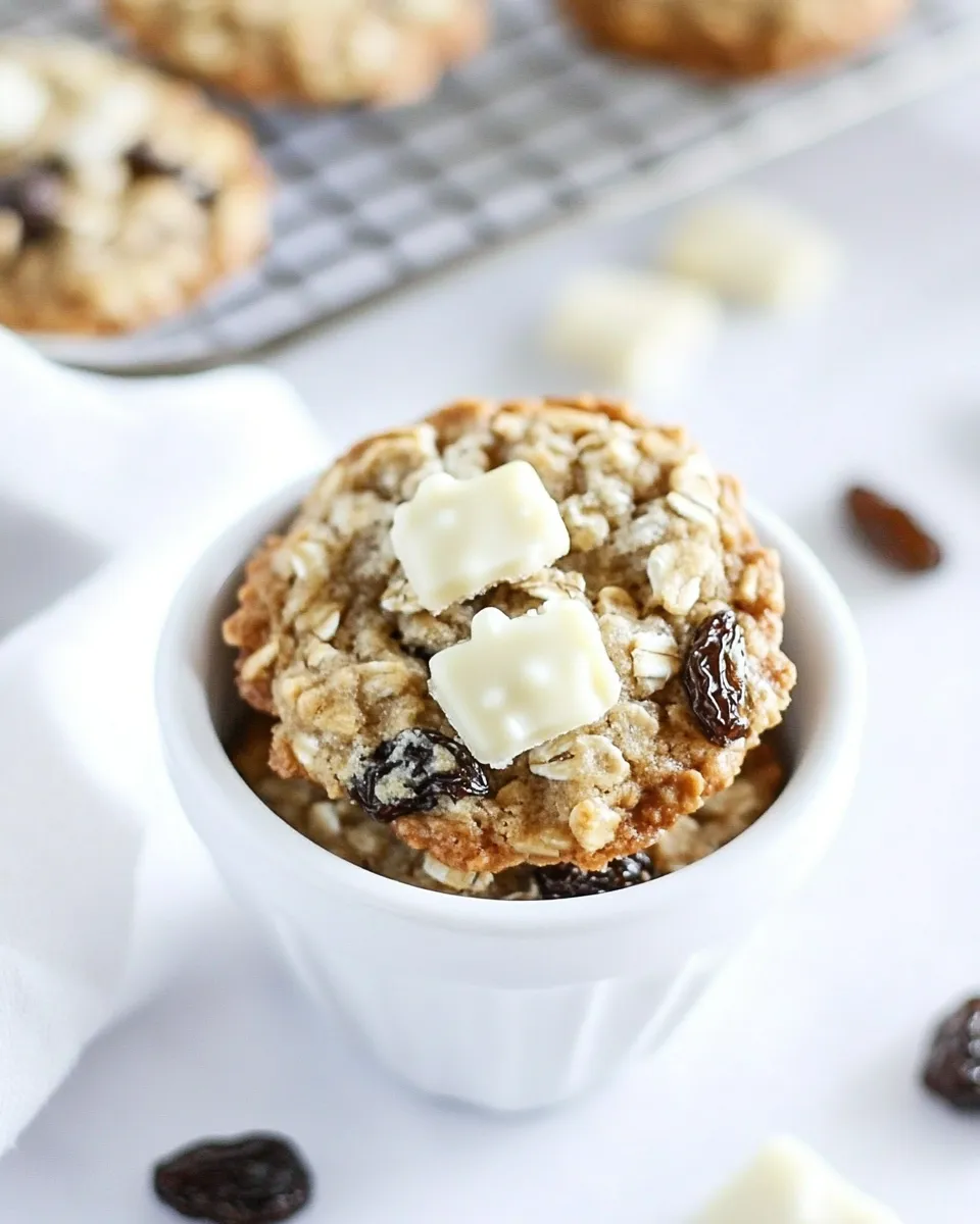 Homemade White Chocolate Oatmeal Raisin Cookies photo