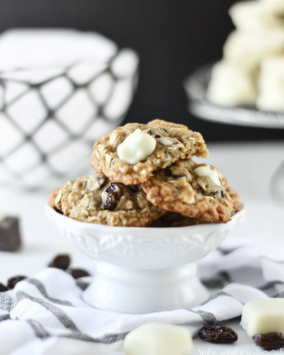 Delicious White Chocolate Oatmeal Raisin Cookies shot