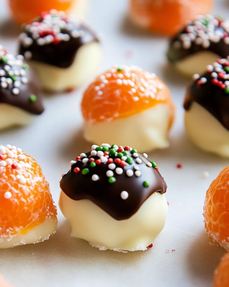 Easy White Chocolate and Chocolate Dipped Mandarin Oranges recipe photo