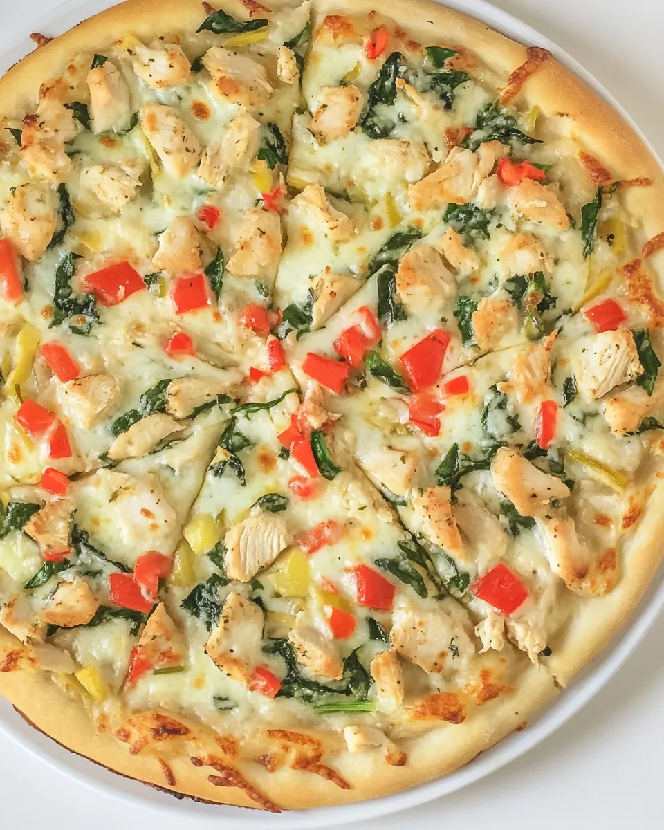 Easy White Garlic Chicken and Vegetable Pizza picture