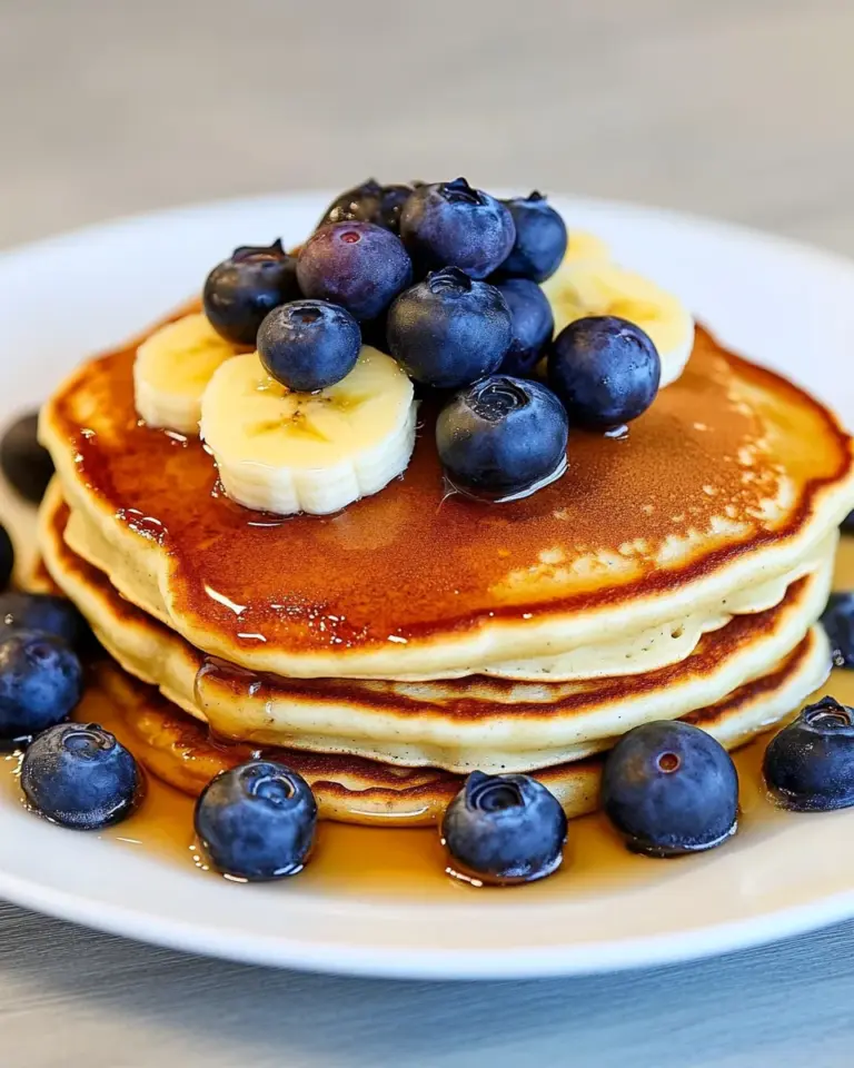 Homemade Whole-Grain Banana Blueberry Pancakes photo