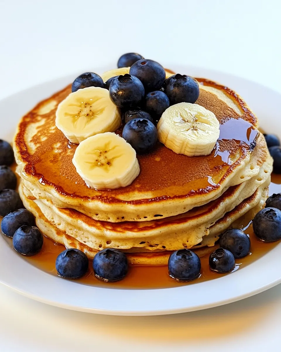 Classic Whole-Grain Banana Blueberry Pancakes image