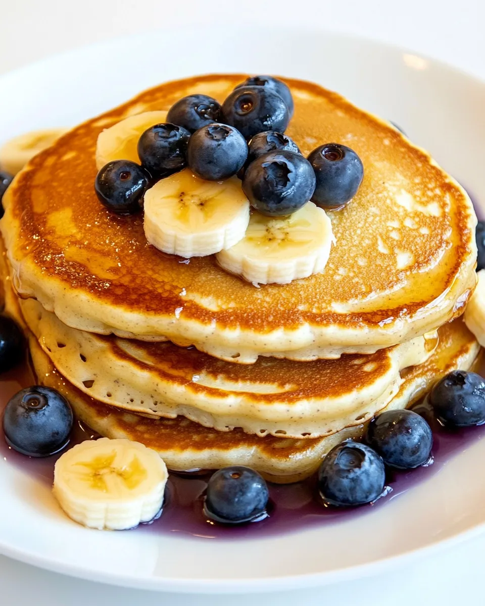 Delicious Whole-Grain Banana Blueberry Pancakes shot