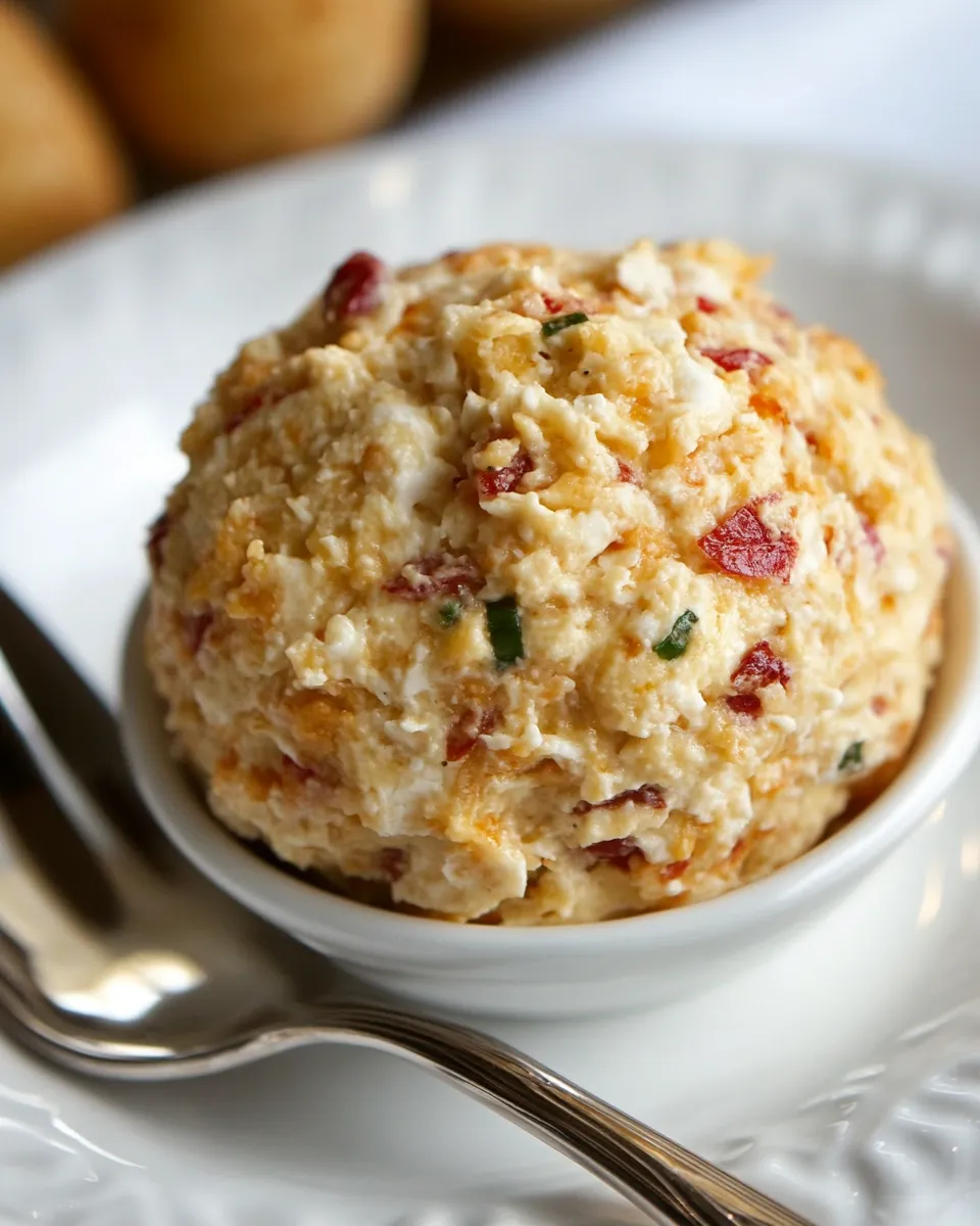 Delicious Worlds Best Pimiento Cheese Ball shot