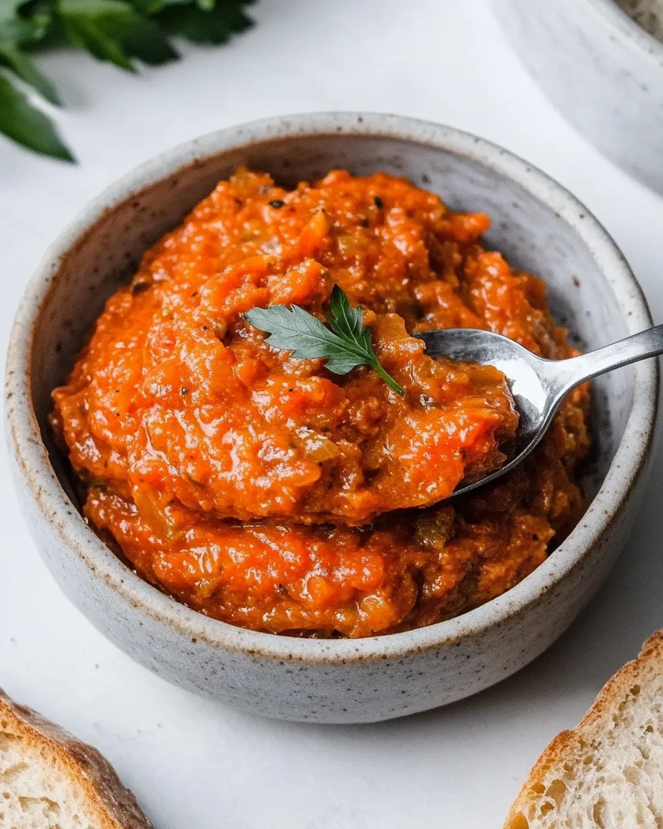 Classic Zacusc_: Romanian Roasted Vegetable Spread image