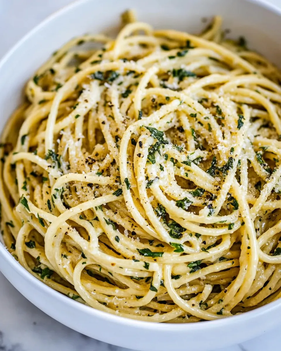 Easy 10-Minute Creamy, Buttery Herbed Bucatini. photo