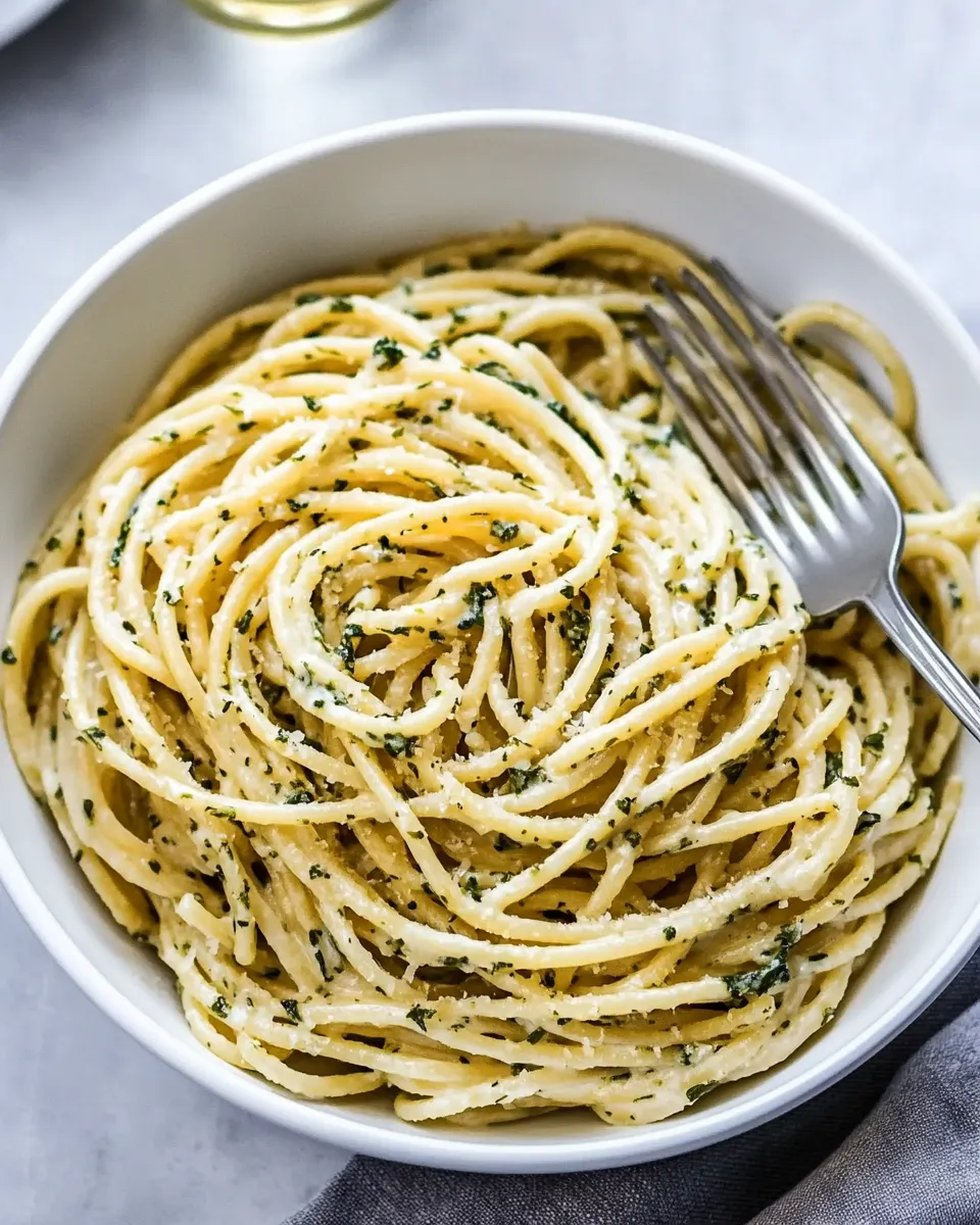 Savory 10-Minute Creamy, Buttery Herbed Bucatini. recipe photo
